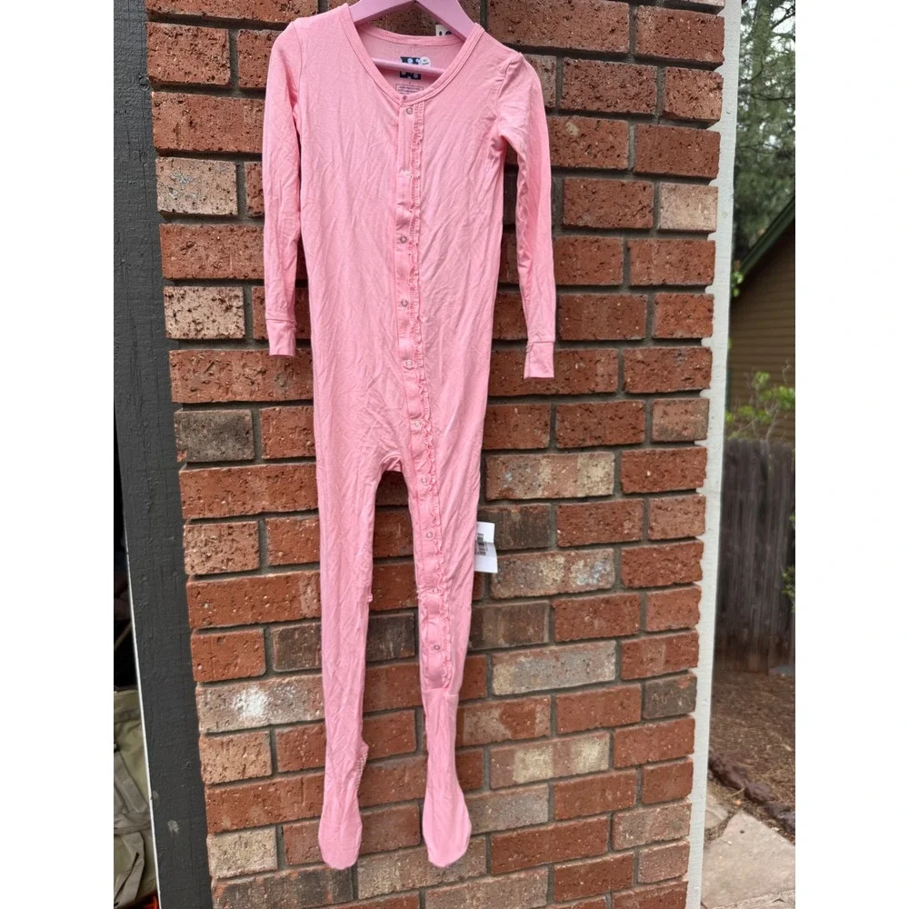 Kickee Pants Ruffle Footie Kids Size 6 Lotus Pink NWT Bamboo Snap Pajamas